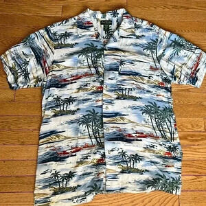 [L]Vintage David Taylor collection Rayon Hawaiian Button Down S/S Shirt  Men